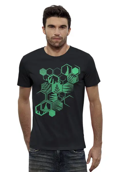 Заказать мужскую футболку в Москве. Футболка базовая Hexagonal Fern от oneredfoxstore@gmail.com - готовые дизайны и нанесение принтов.