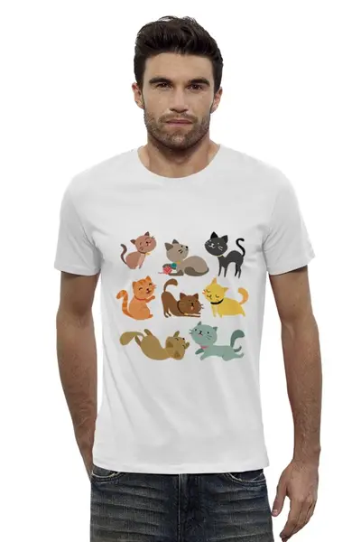 Заказать мужскую футболку в Москве. Футболка базовая Весёлые котята от Yaroslava - готовые дизайны и нанесение принтов.