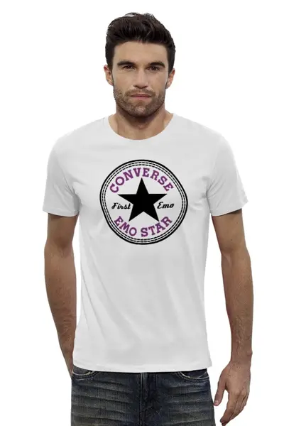 Заказать мужскую футболку в Москве. Футболка базовая Converse Emo от Александра Кеда - готовые дизайны и нанесение принтов.