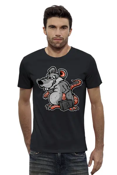 Заказать мужскую футболку в Москве. Футболка базовая Year of the Rat от balden - готовые дизайны и нанесение принтов.