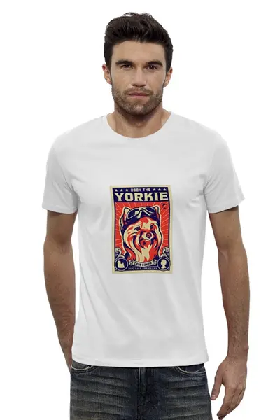 Заказать мужскую футболку в Москве. Футболка базовая Собака: YORKIE от Виктор Гришин - готовые дизайны и нанесение принтов.