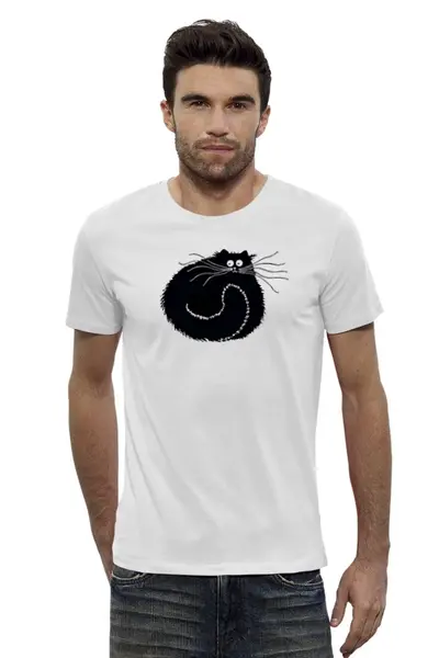 Заказать мужскую футболку в Москве. Футболка базовая Чёрный котяра от kuka-nina - готовые дизайны и нанесение принтов.