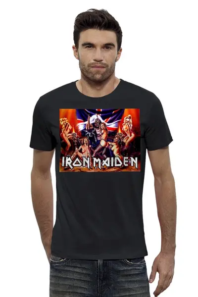 Заказать мужскую футболку в Москве. Футболка базовая Iron Maiden Band от Leichenwagen - готовые дизайны и нанесение принтов.