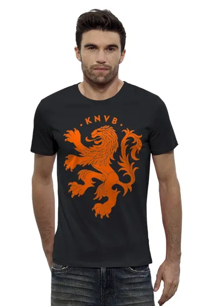 Заказать мужскую футболку в Москве. Футболка базовая Сборная Голландии от geekbox - готовые дизайны и нанесение принтов.