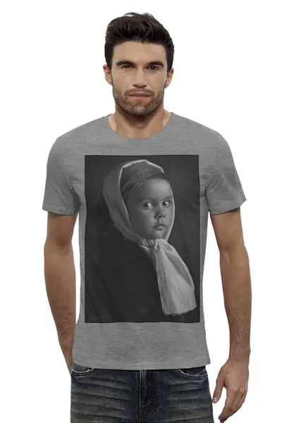 Заказать мужскую футболку в Москве. Футболка базовая Портрет девочки от KinoArt - готовые дизайны и нанесение принтов.