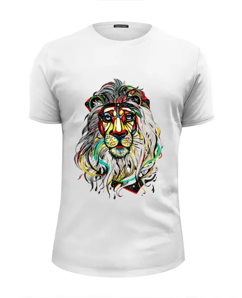 Заказать мужскую футболку в Москве. Футболка базовая лев от IraIdea - готовые дизайны и нанесение принтов.