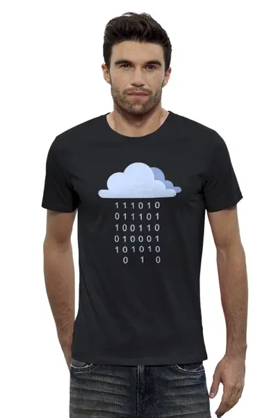 Заказать мужскую футболку в Москве. Футболка базовая Цифровой дождь от geekbox - готовые дизайны и нанесение принтов.