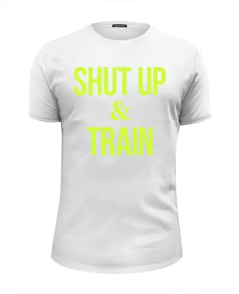 Заказать мужскую футболку в Москве. Футболка базовая Shut Up & Train – Заткнись и тренируйся (2) от БОЕВОЕ САМБО - готовые дизайны и нанесение принтов.