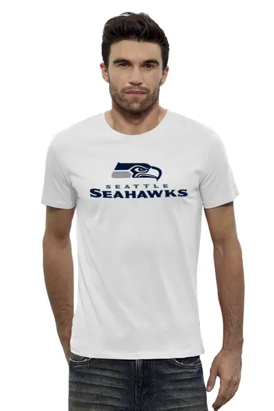 Заказать мужскую футболку в Москве. Футболка базовая Seattle Seahawks от dobryidesign - готовые дизайны и нанесение принтов.