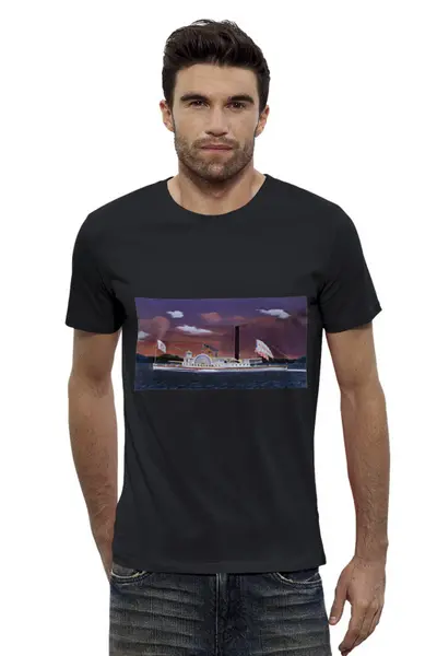 Заказать мужскую футболку в Москве. Футболка базовая Пароход "Syracuse" (Джеймс Бард) от trend - готовые дизайны и нанесение принтов.