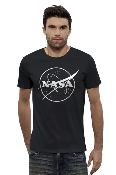 Заказать мужскую футболку в Москве. Футболка базовая NASA  от DESIGNER   - готовые дизайны и нанесение принтов.