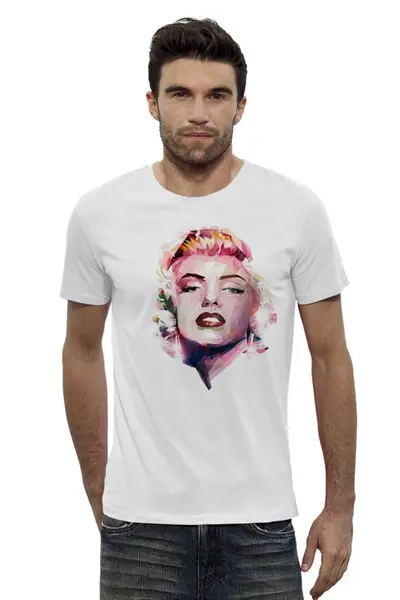 Заказать мужскую футболку в Москве. Футболка базовая Marilyn Monroe от kamila - готовые дизайны и нанесение принтов.