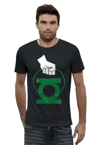 Заказать мужскую футболку в Москве. Футболка базовая Green Lantern  от crash - готовые дизайны и нанесение принтов.