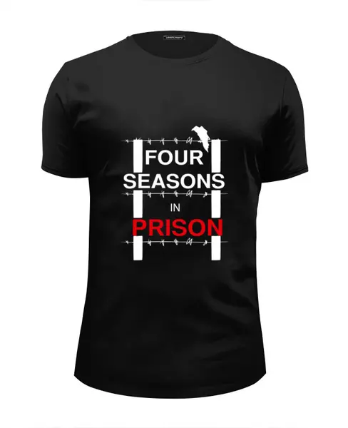 Заказать мужскую футболку в Москве. Футболка базовая 4 сезона в тюрьме от Djimas Leonki - готовые дизайны и нанесение принтов.