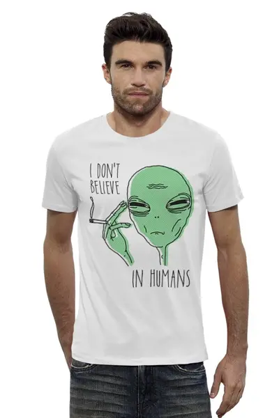 Заказать мужскую футболку в Москве. Футболка базовая Инопланетянин от geekbox - готовые дизайны и нанесение принтов.