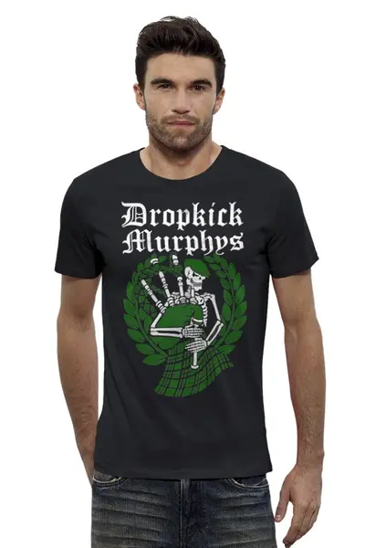 Заказать мужскую футболку в Москве. Футболка базовая Dropkick Murphys от geekbox - готовые дизайны и нанесение принтов.