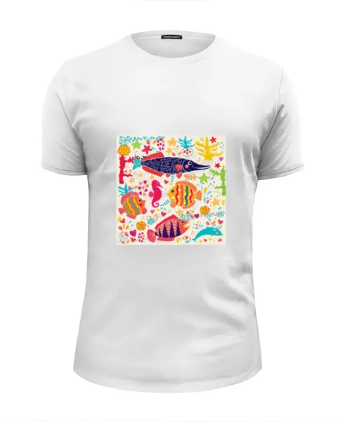 Заказать мужскую футболку в Москве. Футболка базовая Обитатели моря 2 от Виктор Гришин - готовые дизайны и нанесение принтов.