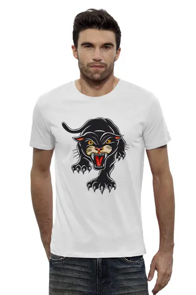 Заказать мужскую футболку в Москве. Футболка базовая Пантера от T-shirt print  - готовые дизайны и нанесение принтов.