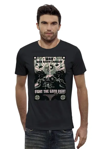 Заказать мужскую футболку в Москве. Футболка базовая Война никогда не меняется от printik - готовые дизайны и нанесение принтов.