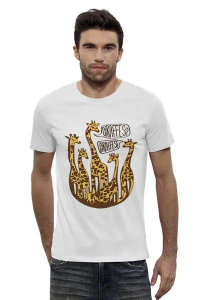 Заказать мужскую футболку в Москве. Футболка базовая Жирафы  от ПРИНТЫ ПЕЧАТЬ  - готовые дизайны и нанесение принтов.