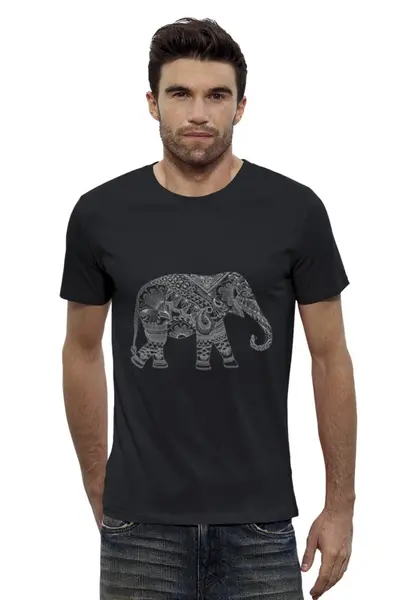 Заказать мужскую футболку в Москве. Футболка базовая белый слон от queen  - готовые дизайны и нанесение принтов.