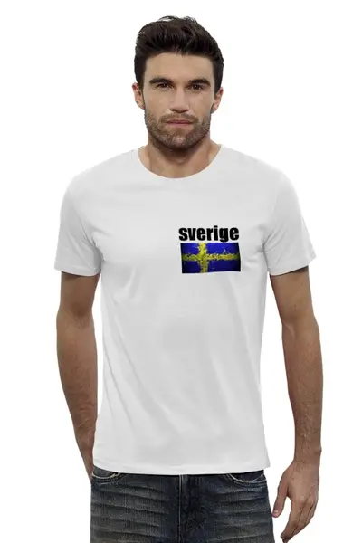 Заказать мужскую футболку в Москве. Футболка базовая Sverige от sergey48 - готовые дизайны и нанесение принтов.