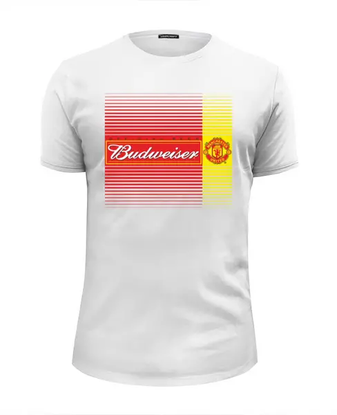 Заказать мужскую футболку в Москве. Футболка базовая Budweiser Manchester United от balden - готовые дизайны и нанесение принтов.