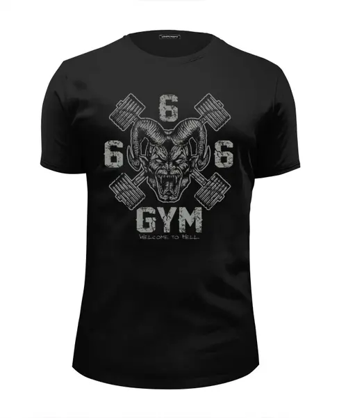 Заказать мужскую футболку в Москве. Футболка базовая 666 GYM от Leichenwagen - готовые дизайны и нанесение принтов.