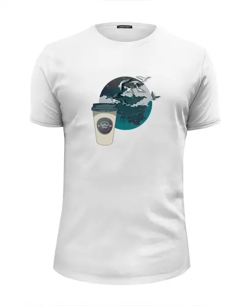Заказать мужскую футболку в Москве. Футболка базовая время кофе от 4erta - готовые дизайны и нанесение принтов.
