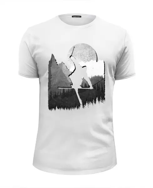 Заказать мужскую футболку в Москве. Футболка базовая Mountains Ski от oneredfoxstore@gmail.com - готовые дизайны и нанесение принтов.