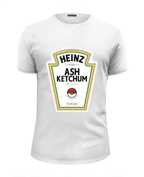 Заказать мужскую футболку в Москве. Футболка базовая Heinz ash Ketchum  от ПРИНТЫ ПЕЧАТЬ  - готовые дизайны и нанесение принтов.