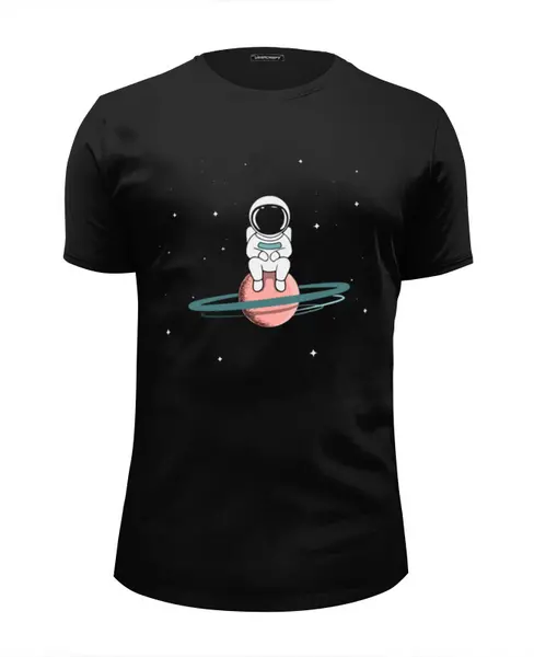 Заказать мужскую футболку в Москве. Футболка базовая Космонавт на Сатурне от MariYang  - готовые дизайны и нанесение принтов.