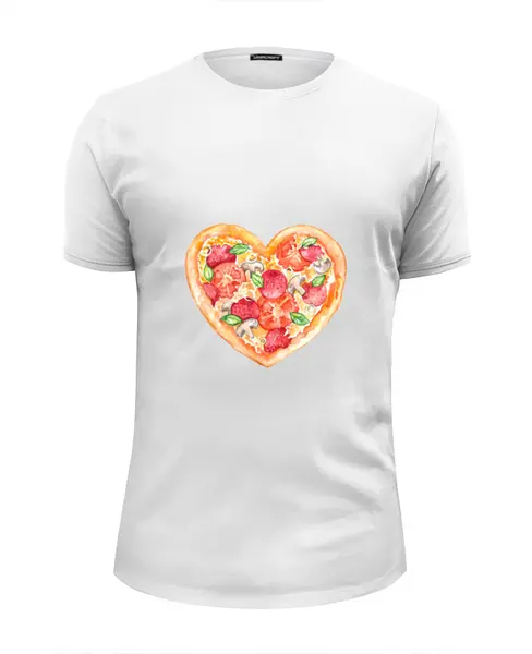 Заказать мужскую футболку в Москве. Футболка базовая Пицца это любовь от lucky_vmv - готовые дизайны и нанесение принтов.