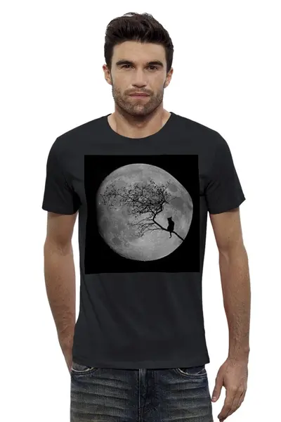 Заказать мужскую футболку в Москве. Футболка базовая Лунная ночь от Samui Kokoro - готовые дизайны и нанесение принтов.
