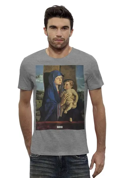 Заказать мужскую футболку в Москве. Футболка базовая Giovanni Bellini - Madonna with the Child 4 от KinoArt - готовые дизайны и нанесение принтов.