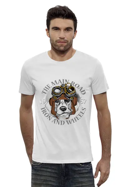Заказать мужскую футболку в Москве. Футболка базовая Собака от Ирина - готовые дизайны и нанесение принтов.