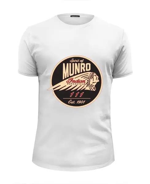 Заказать мужскую футболку в Москве. Футболка базовая The Spirit Of Munro. Indian от madwheelz - готовые дизайны и нанесение принтов.