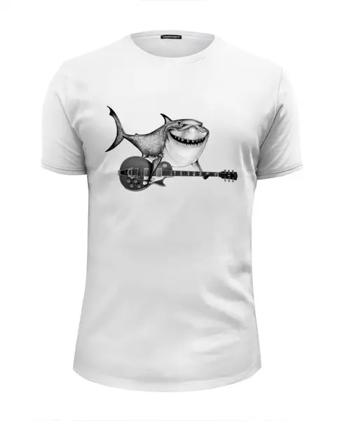 Заказать мужскую футболку в Москве. Футболка базовая Акулёныш-гитарёныш от Don Bu - готовые дизайны и нанесение принтов.