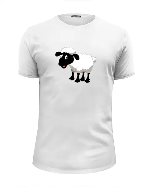 Заказать мужскую футболку в Москве. Футболка базовая Белая овечка от ПРИНТЫ ПЕЧАТЬ  - готовые дизайны и нанесение принтов.