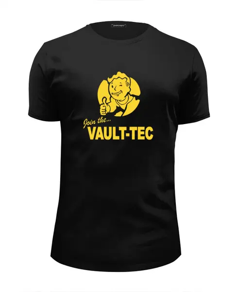 Заказать мужскую футболку в Москве. Футболка базовая Fallout  Vault-Tec от cherdantcev - готовые дизайны и нанесение принтов.
