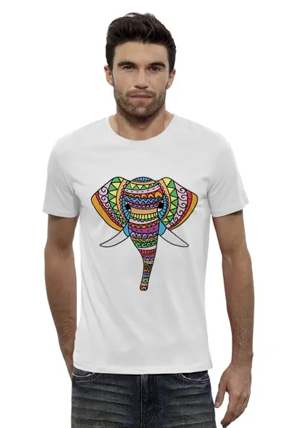 Заказать мужскую футболку в Москве. Футболка базовая Индийский слон от BeliySlon - готовые дизайны и нанесение принтов.