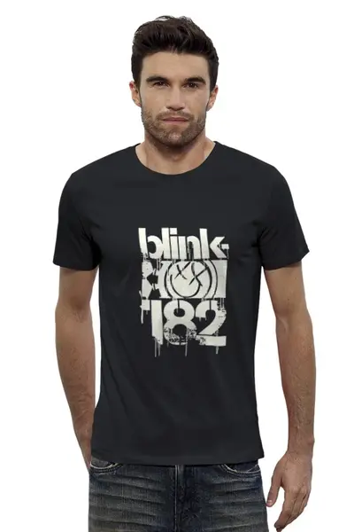 Заказать мужскую футболку в Москве. Футболка базовая blink-182 smile  от slider - готовые дизайны и нанесение принтов.