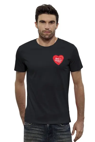 Заказать мужскую футболку в Москве. Футболка базовая Happy Valentine's Day от Leichenwagen - готовые дизайны и нанесение принтов.