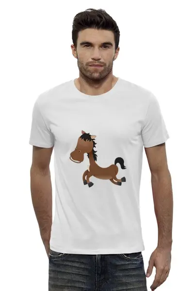Заказать мужскую футболку в Москве. Футболка базовая Лошадь от Zamula - готовые дизайны и нанесение принтов.