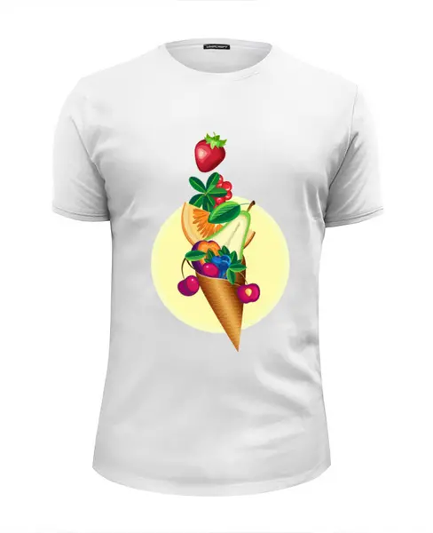 Заказать мужскую футболку в Москве. Футболка базовая Рожок с фруктами от IrinkaArt  - готовые дизайны и нанесение принтов.