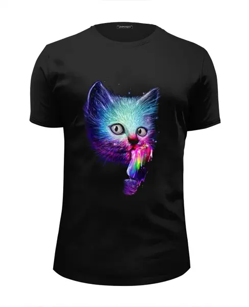 Заказать мужскую футболку в Москве. Футболка базовая Swag cat от Sergio Happy - готовые дизайны и нанесение принтов.