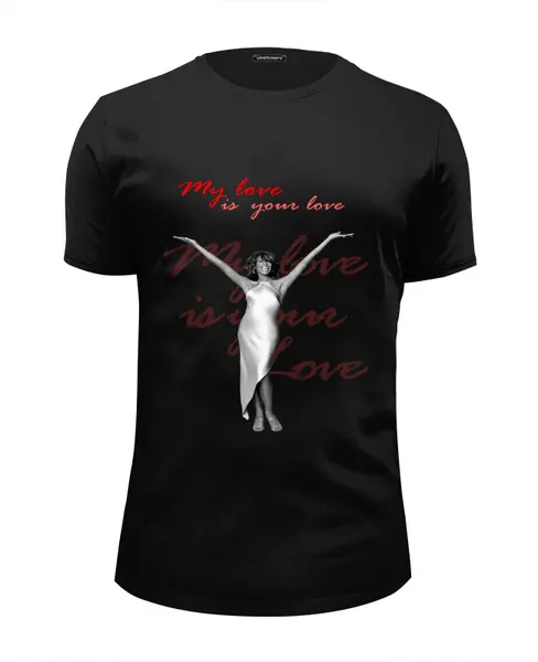 Заказать мужскую футболку в Москве. Футболка базовая Whitney Houston My Love Is Your Love от garik187 - готовые дизайны и нанесение принтов.