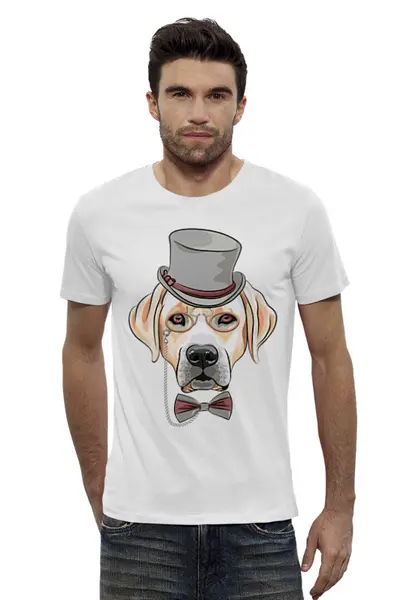 Заказать мужскую футболку в Москве. Футболка базовая Собака в образе от balden - готовые дизайны и нанесение принтов.