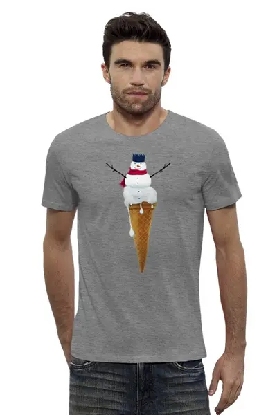 Заказать мужскую футболку в Москве. Футболка базовая Снеговик от printik - готовые дизайны и нанесение принтов.