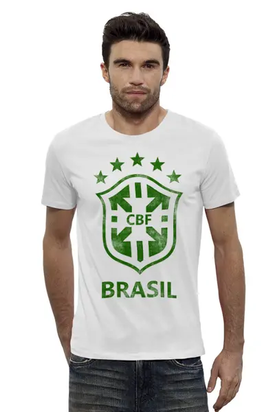 Заказать мужскую футболку в Москве. Футболка базовая Сборная Бразилии от geekbox - готовые дизайны и нанесение принтов.